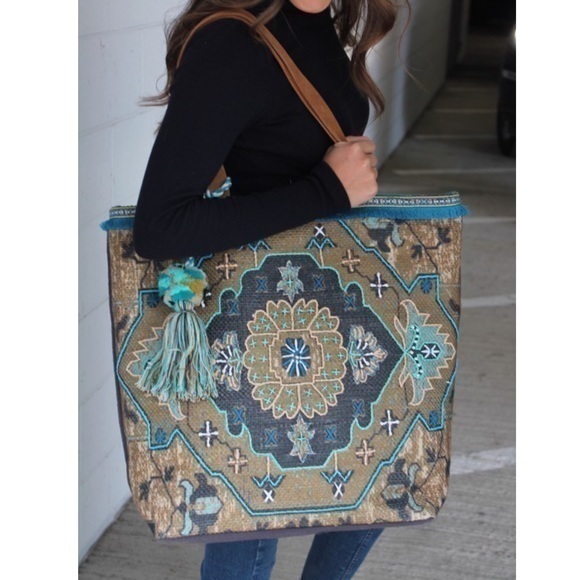 Retro Bohemian Carpet Bag Tote - Picture 7 of 8